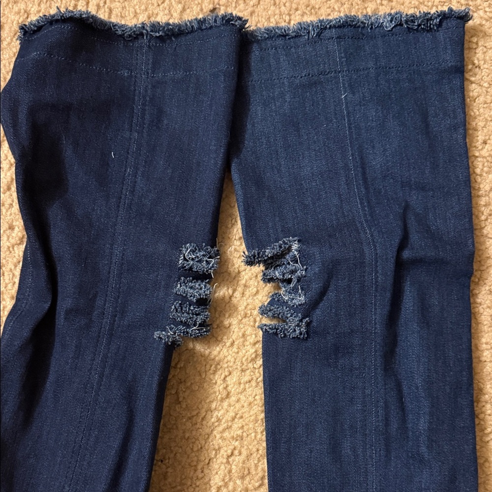 Blue Denim Knee-High Boots - Picture 5 of 5